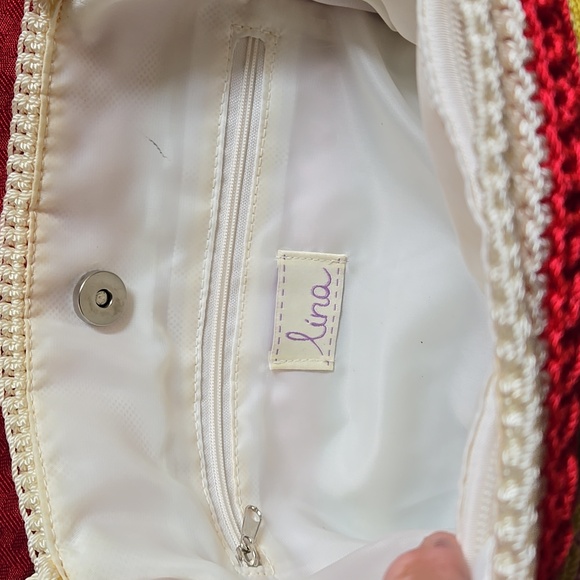 LINA Rainbow colored Raffia Woven Shoulder bag EUC - Picture 7 of 8